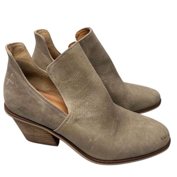 Lucky Brand Boots Size‎ 8.5 Tan Leather Block Heel Pull On Style Ankle Booties - Picture 2 of 12